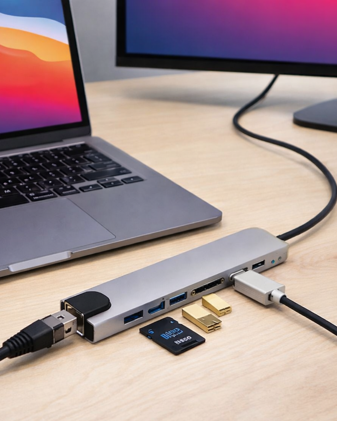 8 Port Type C Hub USB HDMI RJ45 SD TF Kart Okuyucu Çoklayıcı - Lisinya