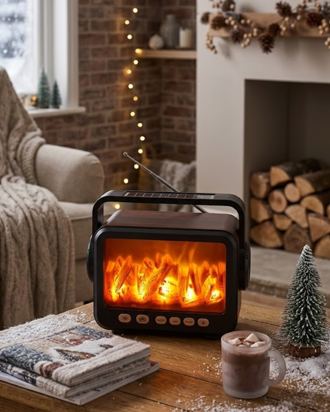 Dekoratif Şömine Görünümlü Bluetooth Hoparlör Radyo USB TF Destekli - Lisinya