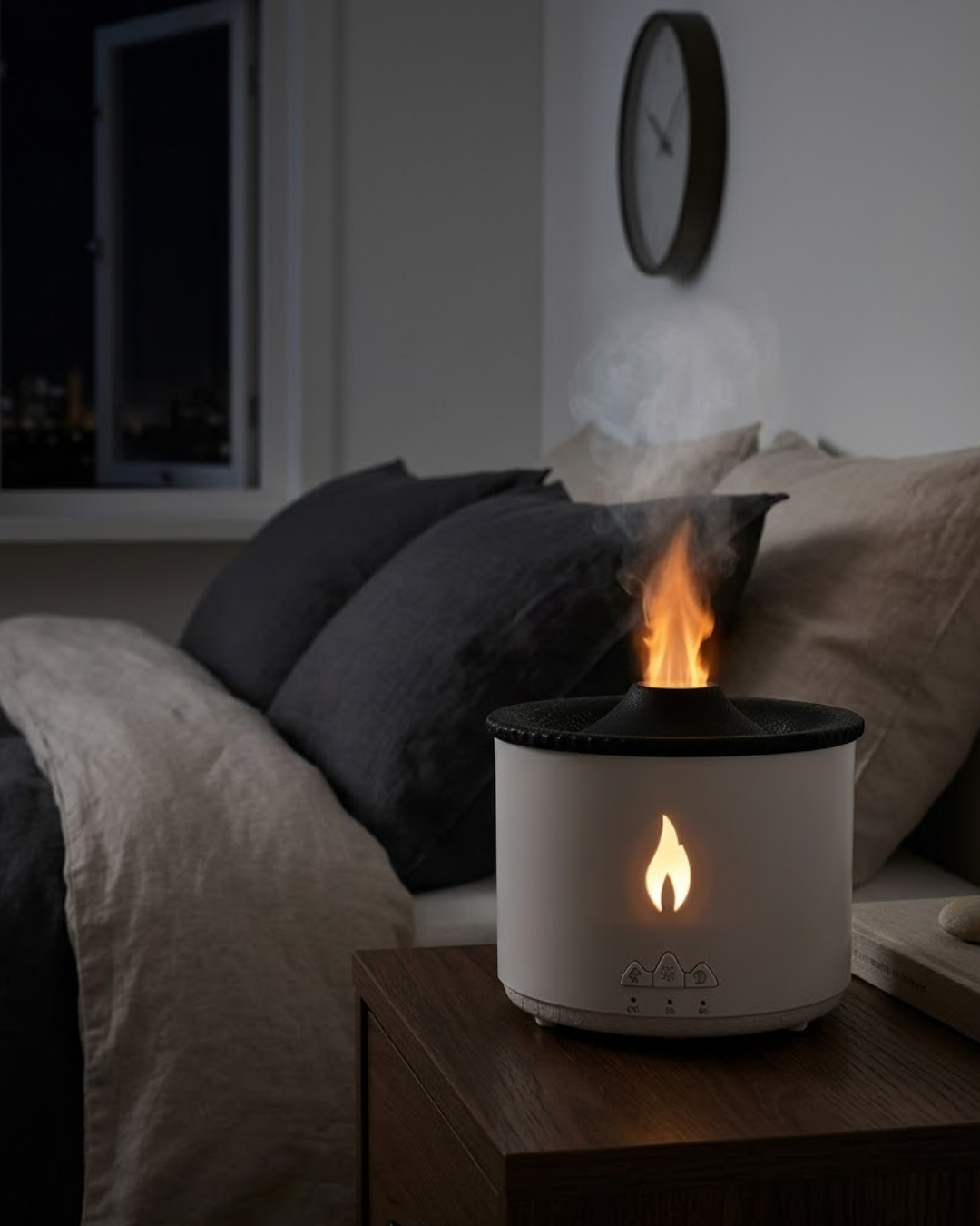 Alev ve Volkan Efektli Ultrasonik Aroma Difüzörü LED Gece Lambalı Hava Nemlendirici - Lisinya