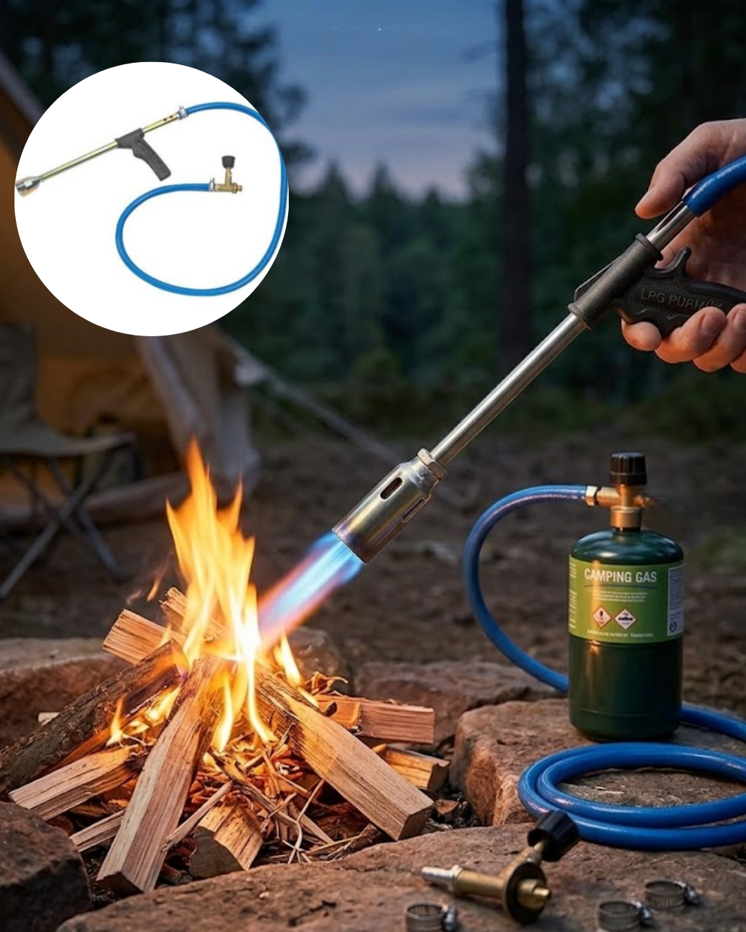 Gazlı Pürmüz Alev Tabancası Hortumlu Profesyonel LPG Yakıcı Mangal Kamp ve Atölye Kullanımı - Lisinya