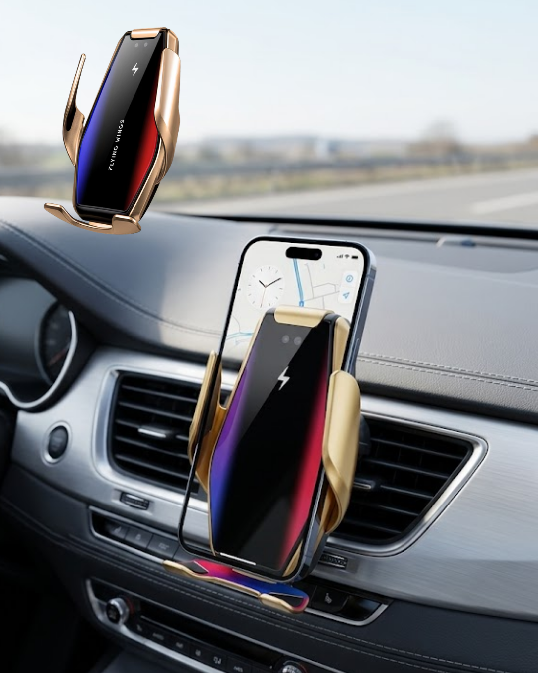 Akıllı Araç İçi Telefon Tutucu Kablosuz Şarj ve Otomatik Açılır Kapanır Sistem - Lisinya