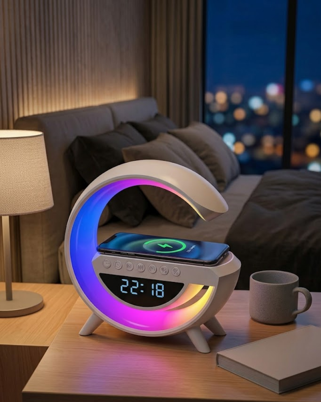 Kablosuz Şarjlı LED Işıklı Masa Saati Bluetooth Hoparlör Alarm Fonksiyonlu - Lisinya Kablosuz Şarjlı LED Işıklı Masa Saati Bluetooth Hoparlör Alarm Fonksiyonlu - Lisinya