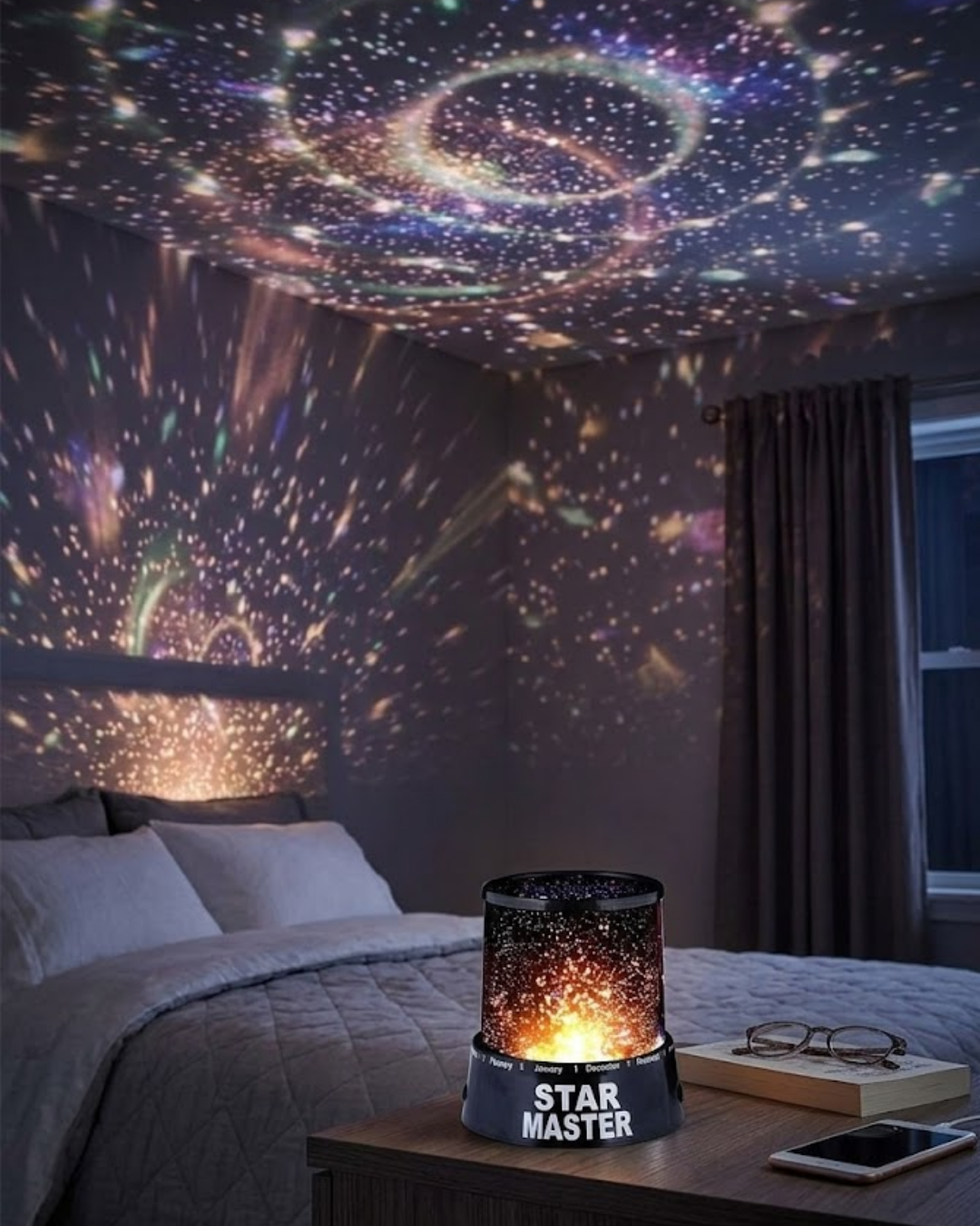 Çocuk Odası Yıldız Projektörü Renk Değiştiren Gece Lambası - Lisinya