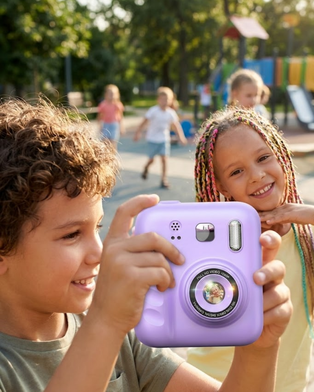 Çocuklar İçin Anında Baskılı Kamera HD Ekran 4 Rulo Kağıt 5 Kalem Set Hediyeli - Lisinya