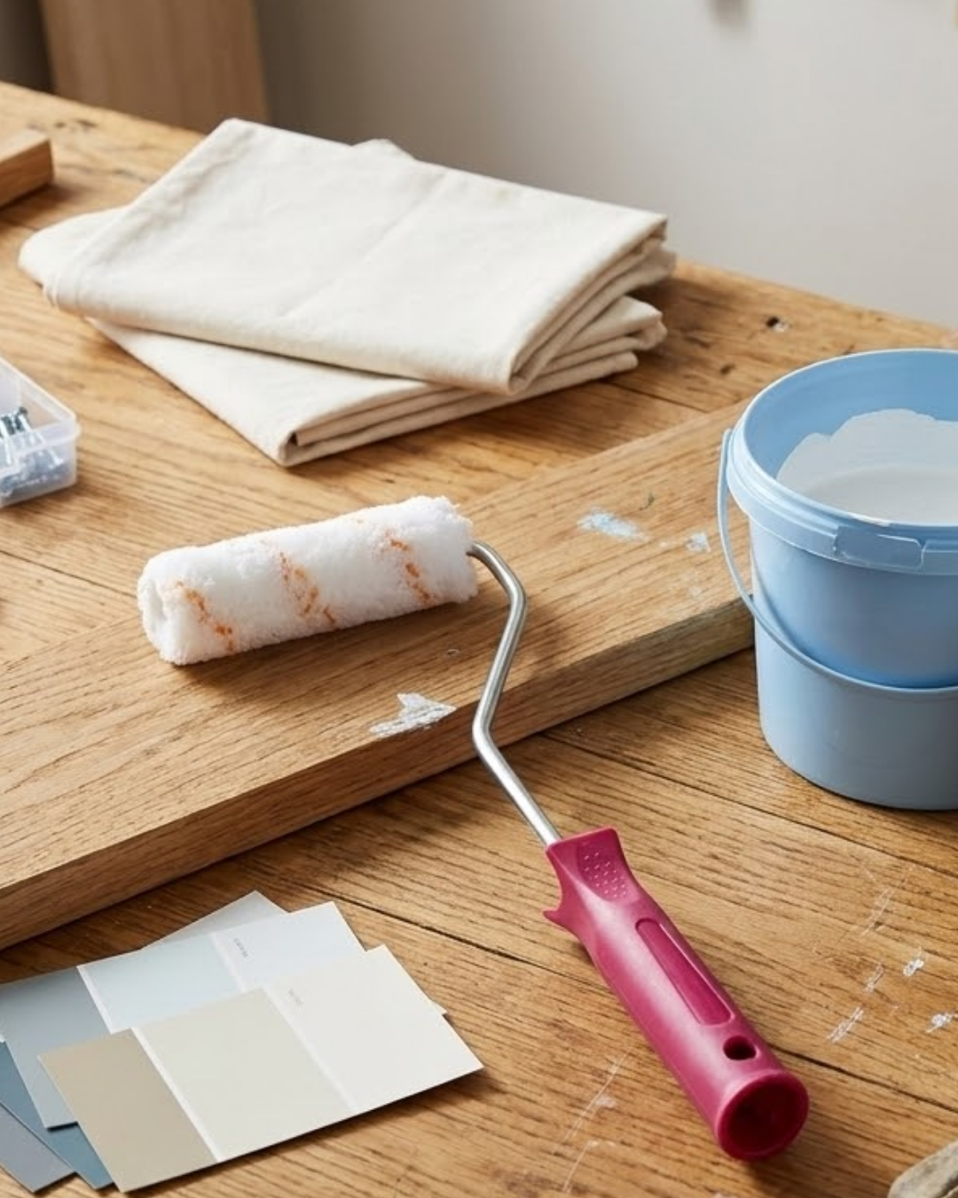 Mini Boya Fırça Seti 10 Cm Rulo Fırça 6 Adet Yedek Rulo Hediyeli Duvar Boyama Aparatı - Lisinya