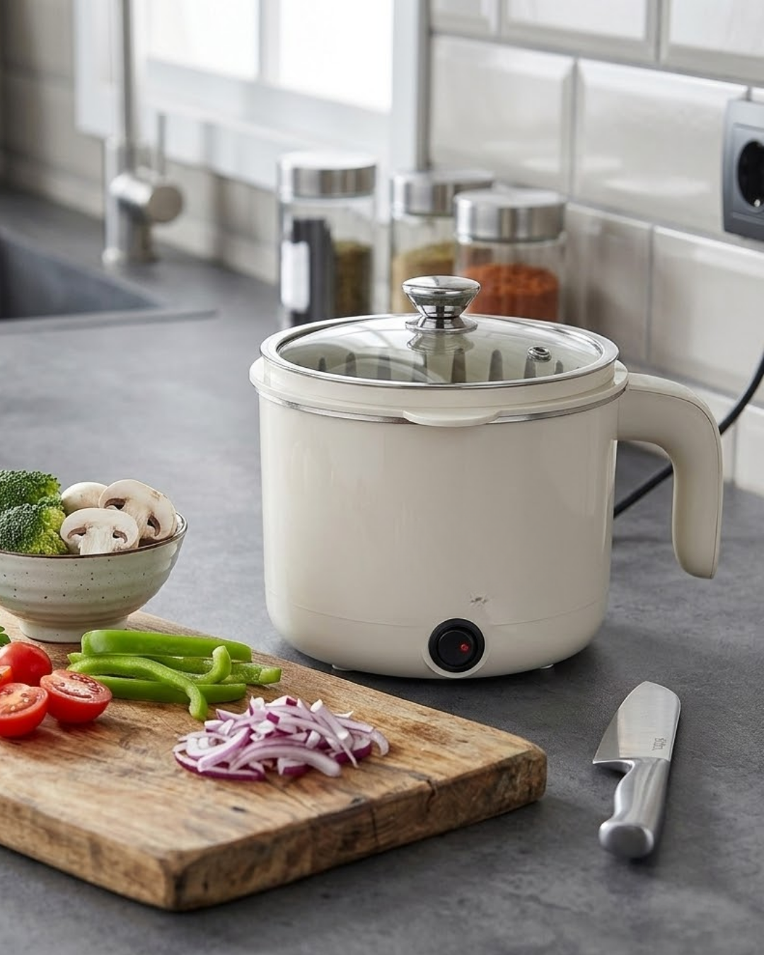 Çok Fonksiyonlu Elektrikli Pişirici 1 Litre Buharda Sebze Pişirme Özellikli - Lisinya
