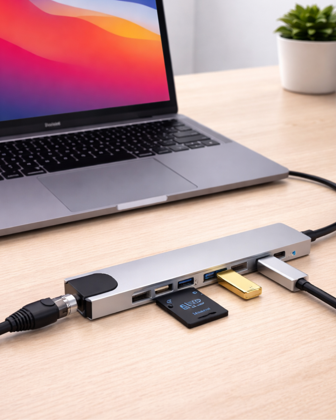 Type C Hub Çoklayıcı 8 Port USB HDMI RJ45 Kart Okuyucu - Lisinya