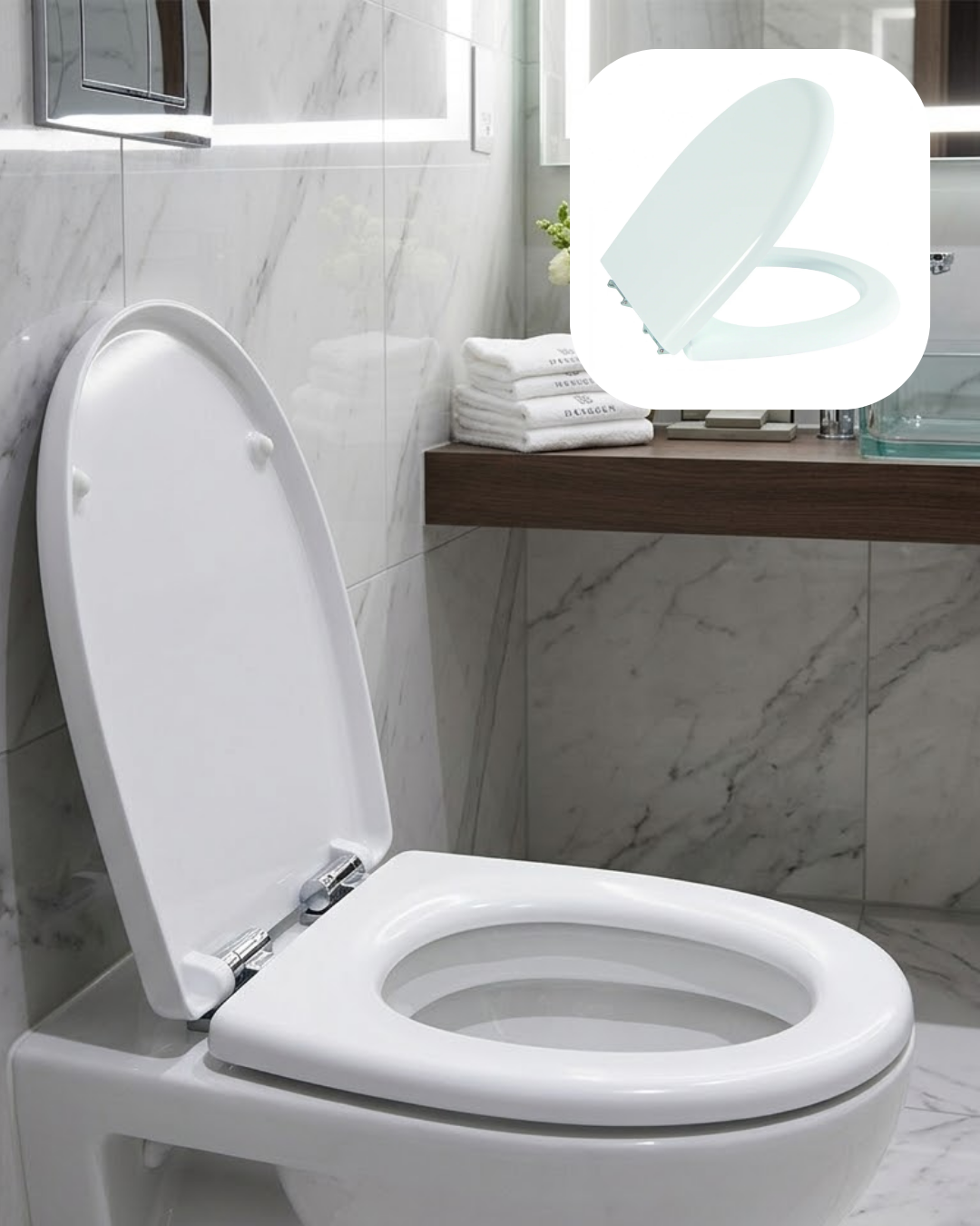Universal Klozet Kapak Seti Kaydırmaz Alt Yüzey Kolay Temizlik Banyo Aksesuarı - Lisinya Universal Klozet Kapak Seti Kaydırmaz Alt Yüzey Kolay Temizlik Banyo Aksesuarı - Lisinya