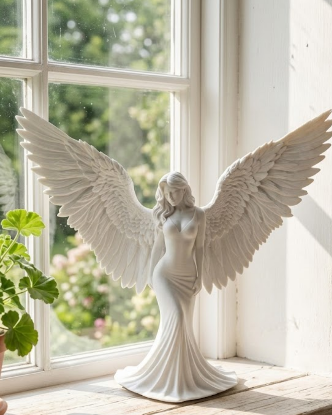 Sanatsal Melek Heykeli Kanatlı Kadın Figürlü 3D Dekoratif Biblo - Lisinya