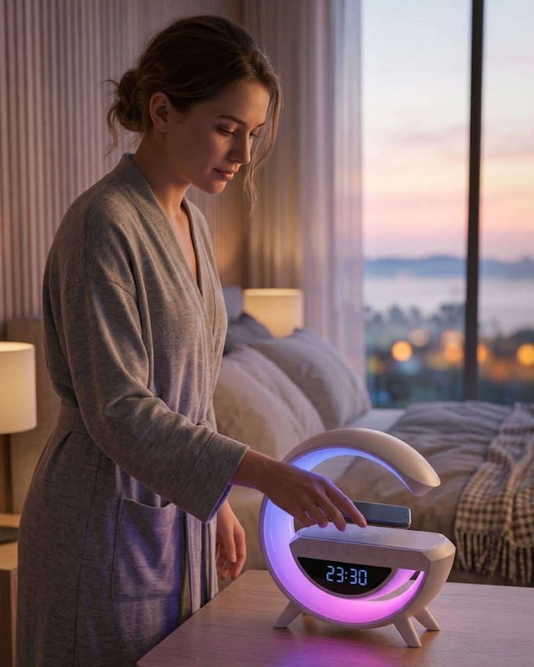 Çok Fonksiyonlu Kablosuz Şarjlı Saat Hoparlör RGB Işık ve Alarm Özellikli - Lisinya Çok Fonksiyonlu Kablosuz Şarjlı Saat Hoparlör RGB Işık ve Alarm Özellikli - Lisinya