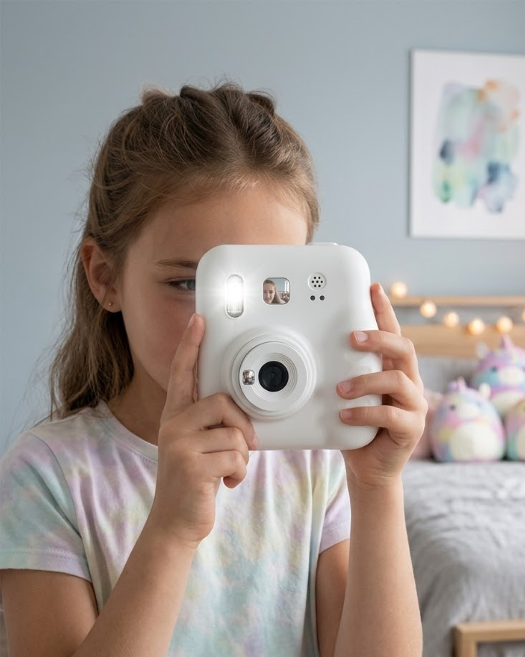 Anında Baskılı Çocuk Kamerası 4 Rulo Kağıt 5 Kalem Hediyeli Eğlenceli Set - Lisinya