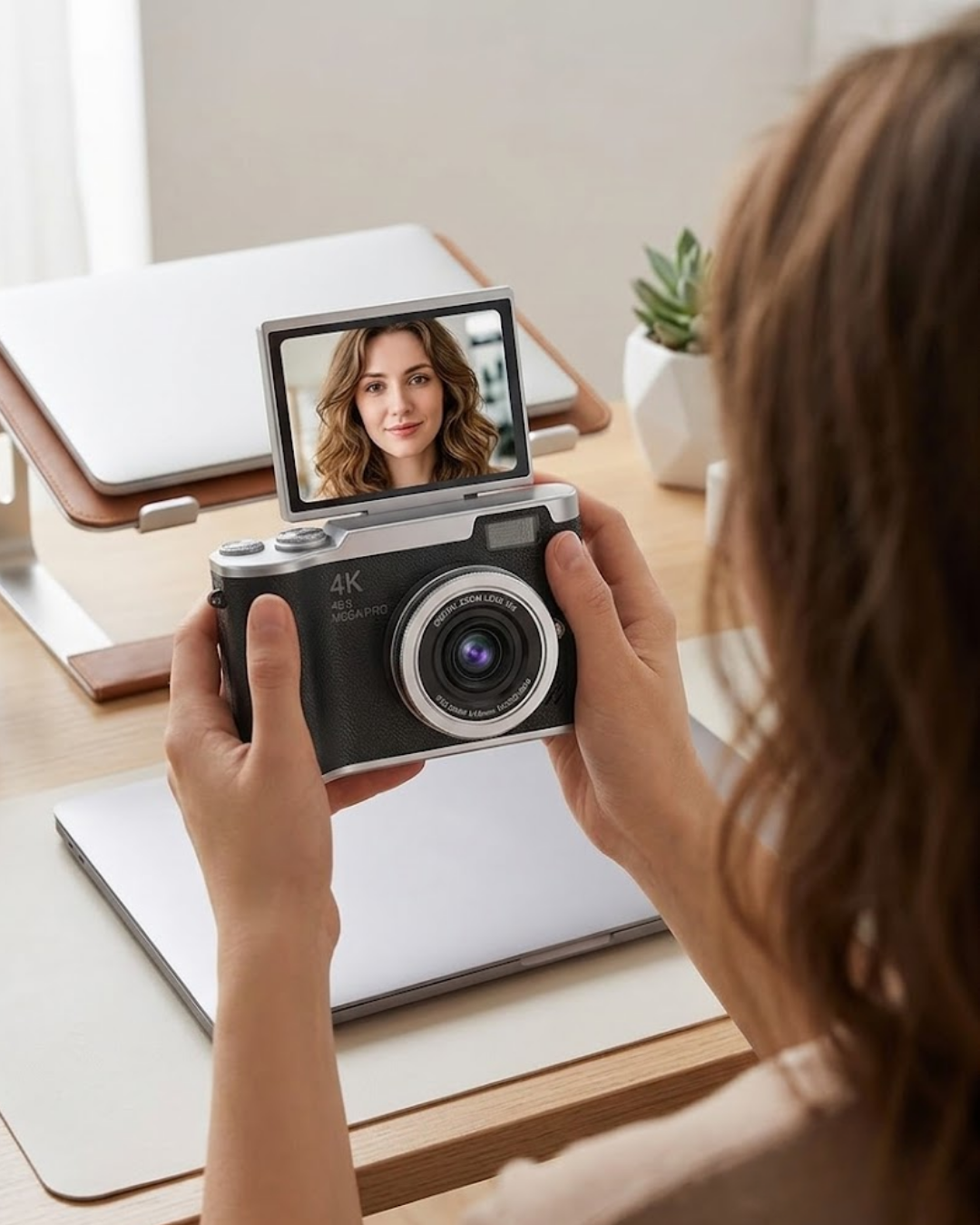 Kompakt 4K Dijital Kamera 48 MP Sensör 8X Zoom Flip Ekran Vlog ve Selfie Uyumlu - Lisinya