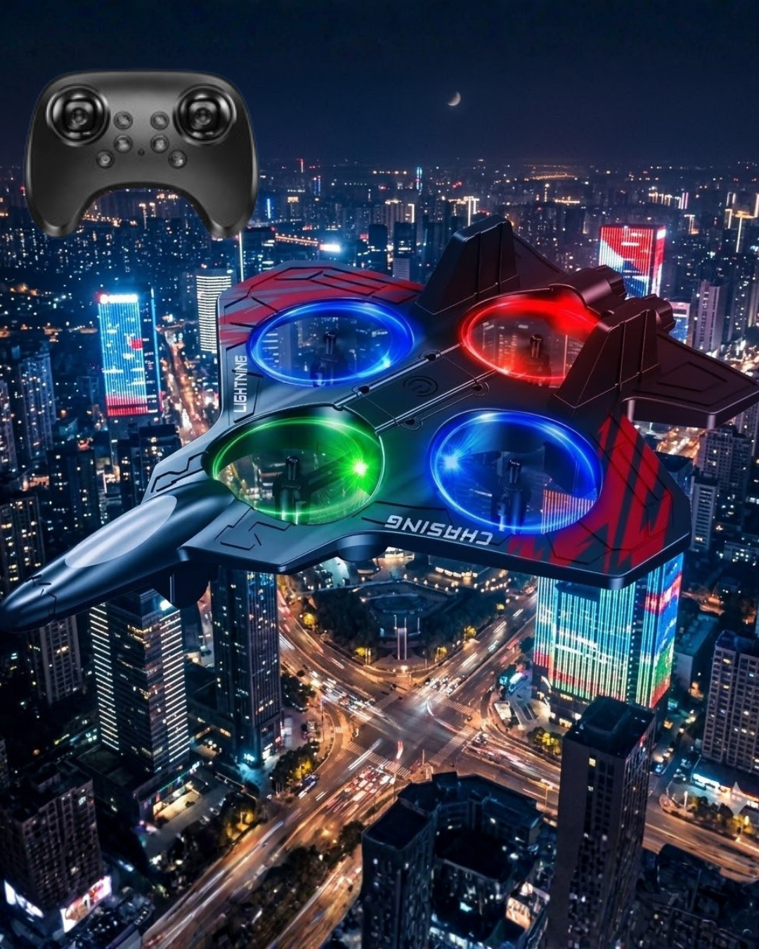 LED Işıklı Oyuncak Drone Fighter Jet Tasarımlı Uzaktan Kumandalı Uçak - Lisinya