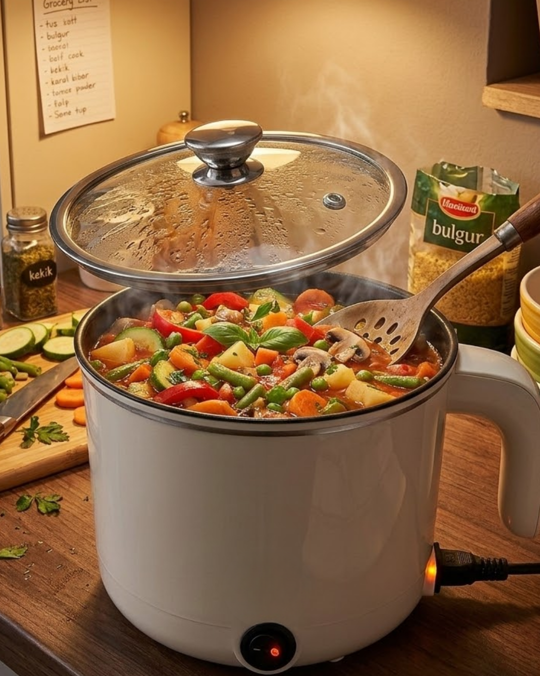 Mini Elektrikli Yemek Pişirici 1 Litre Buharlı Pişirme Tepsili Mutfak Tenceresi - Lisinya