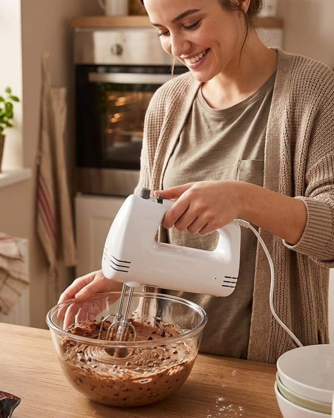 Paslanmaz Çelik Çırpıcılı El Mikseri 250W Çok Kademeli Mutfak Mikseri - Lisinya