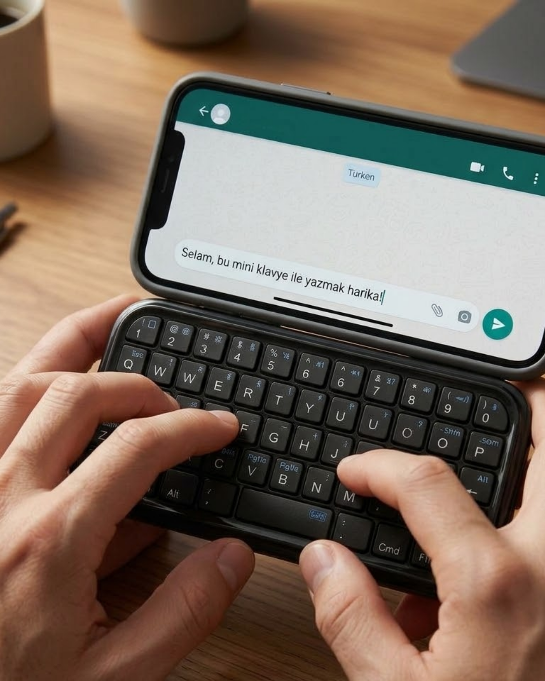 Mini Kablosuz Bluetooth Klavye USB Şarjlı Taşınabilir Klavye - Lisinya