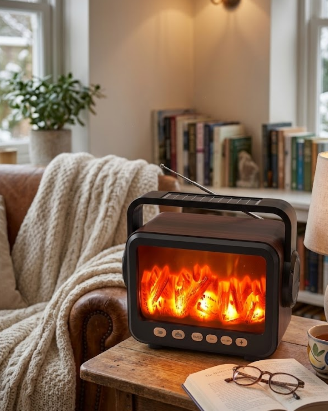 Taşınabilir Şömine Efektli Bluetooth Hoparlör LED Işıklı Radyo - Lisinya