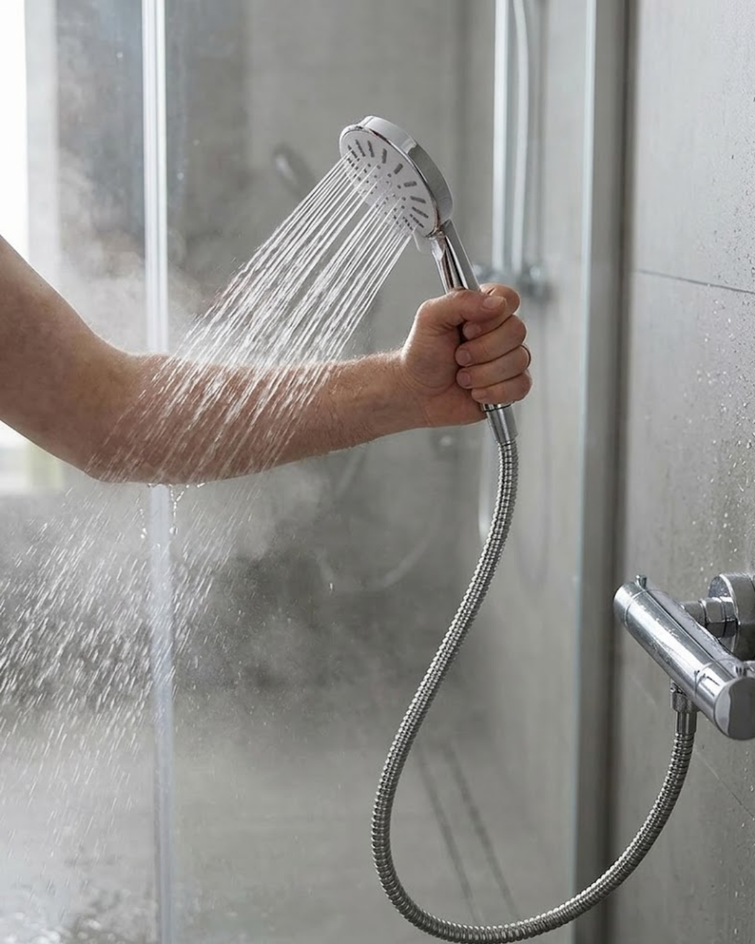 Spiral Hortumlu 4 Kademeli Krem El Duşu Başlığı Banyo Duş Seti - Lisinya