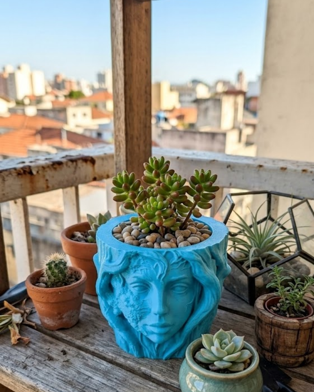 Minimalist Kadın Yüzü Heykel Tasarımlı 3D Dekoratif Saksı Vazo - Lisinya