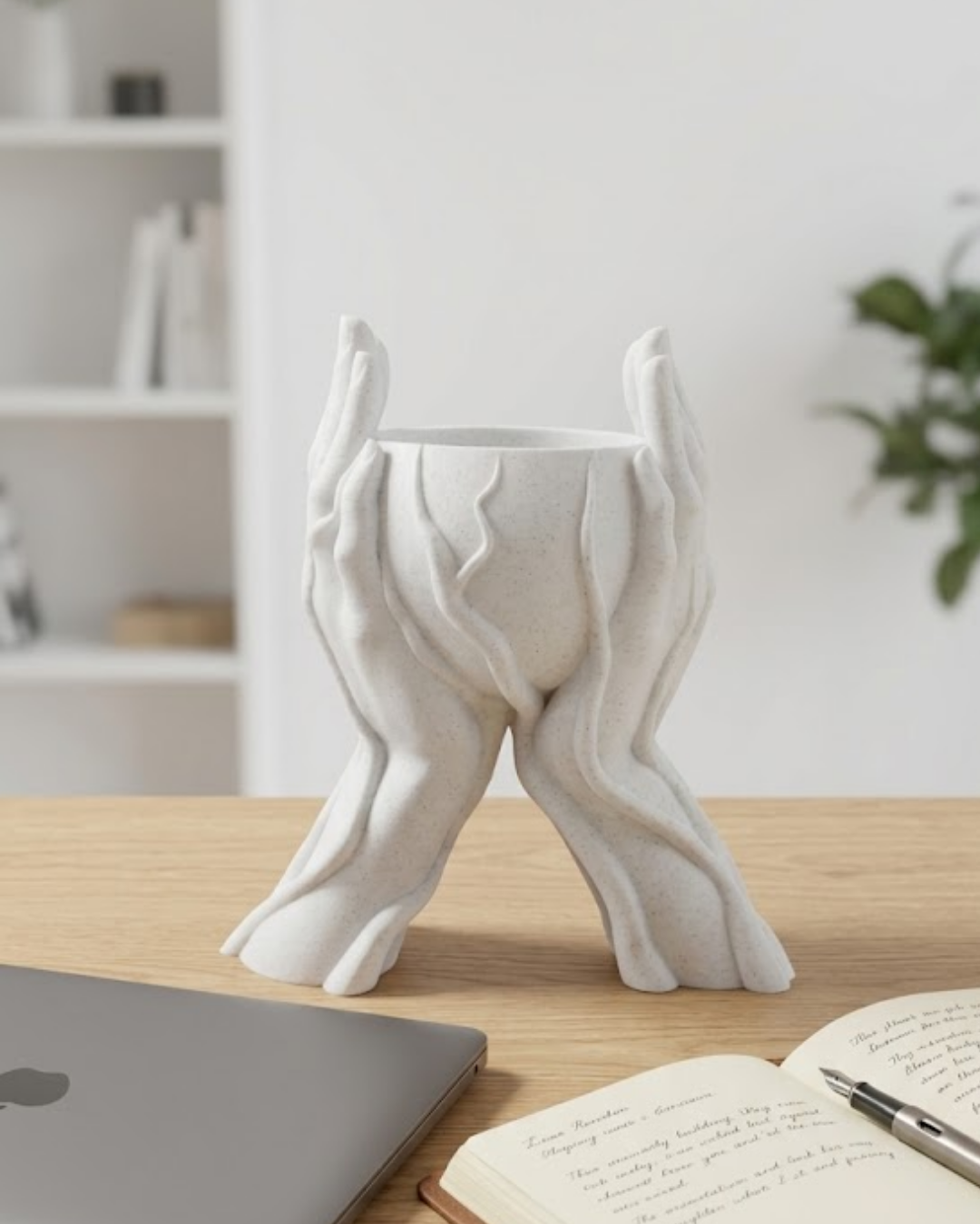 Estetik El Figürlü Dekoratif 3D Baskı Vazo Saksı Ev Dekorasyonu - Lisinya