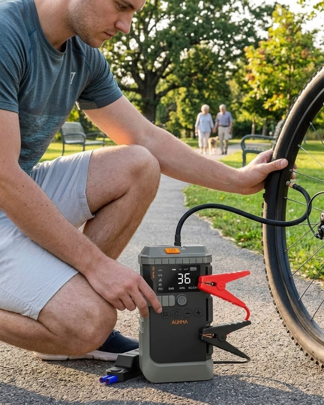 Araç Lastik Basınç Pompası Akü Takviye Powerbank ve SOS Işıklı Çok Fonksiyonlu Cihaz - Lisinya