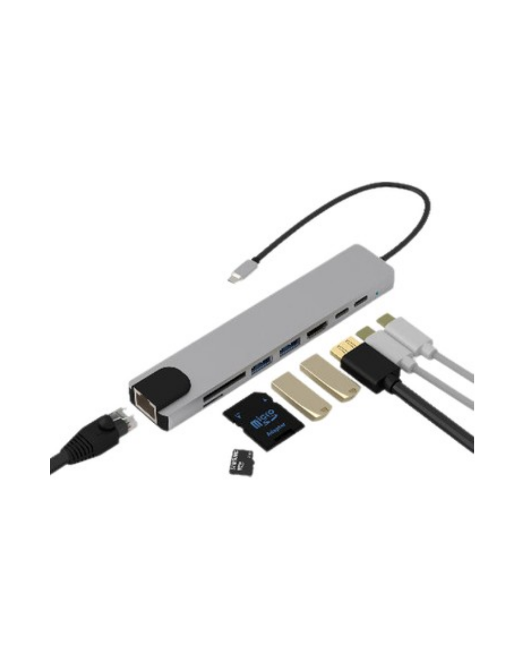 Çok Fonksiyonlu Type C Hub USB HDMI Ethernet Kart Okuyucu - Lisinya