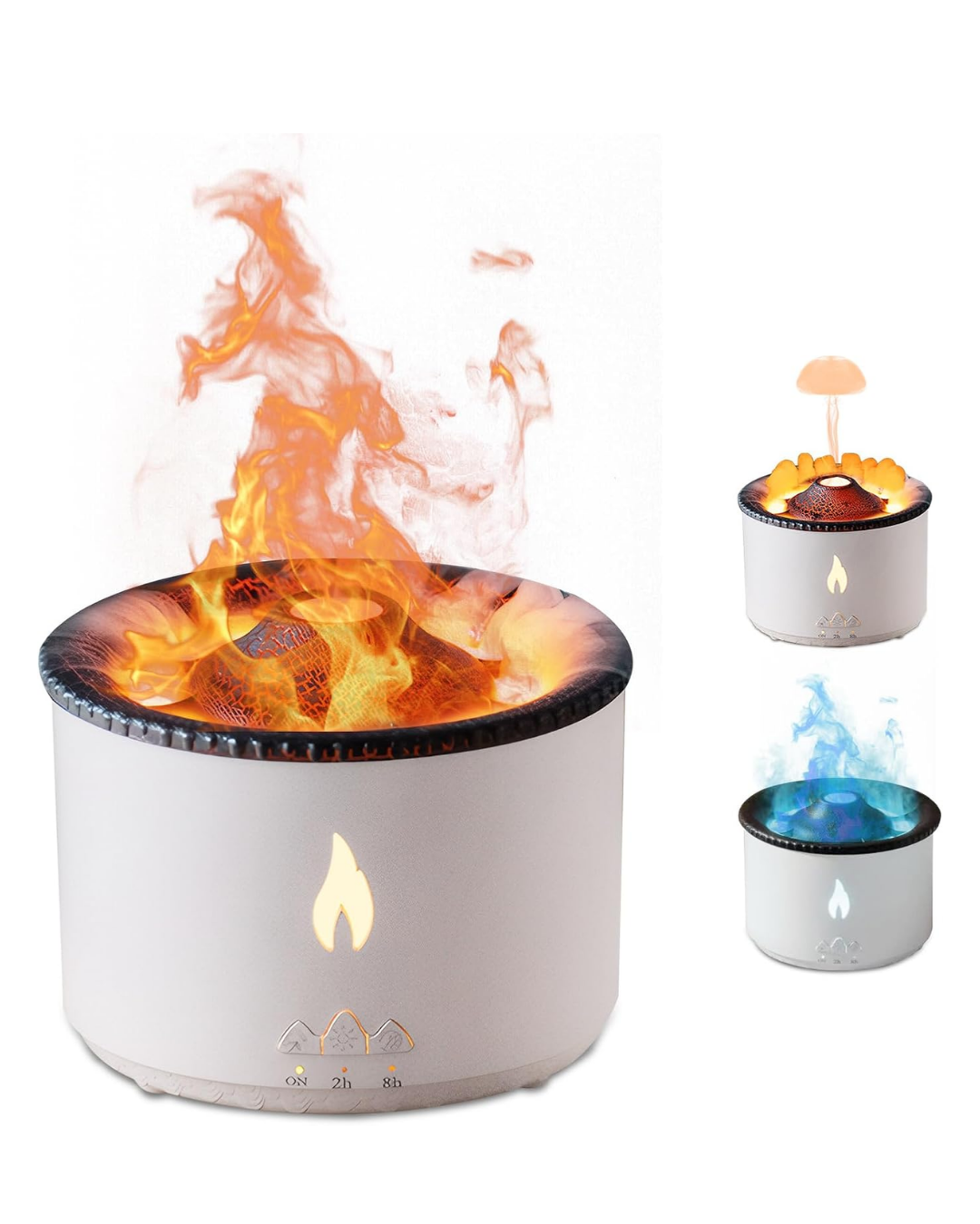 LED Alev Efektli Aroma Difüzörü Ultrasonik Hava Nemlendirici Gece Lambası Fonksiyonlu - Lisinya