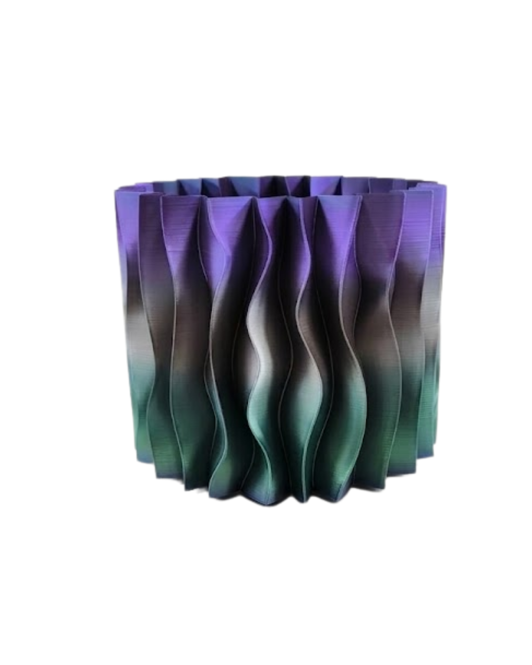 Modern Dalgalı Yüzey Tasarımlı Mor 3D Dekoratif Saksı Vazo - Lisinya
