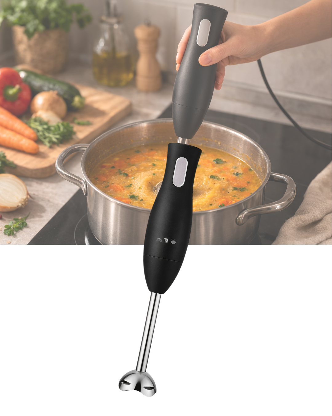 Paslanmaz Çelik Blender Ayağına Sahip Ergonomik El Blenderı - Lisinya