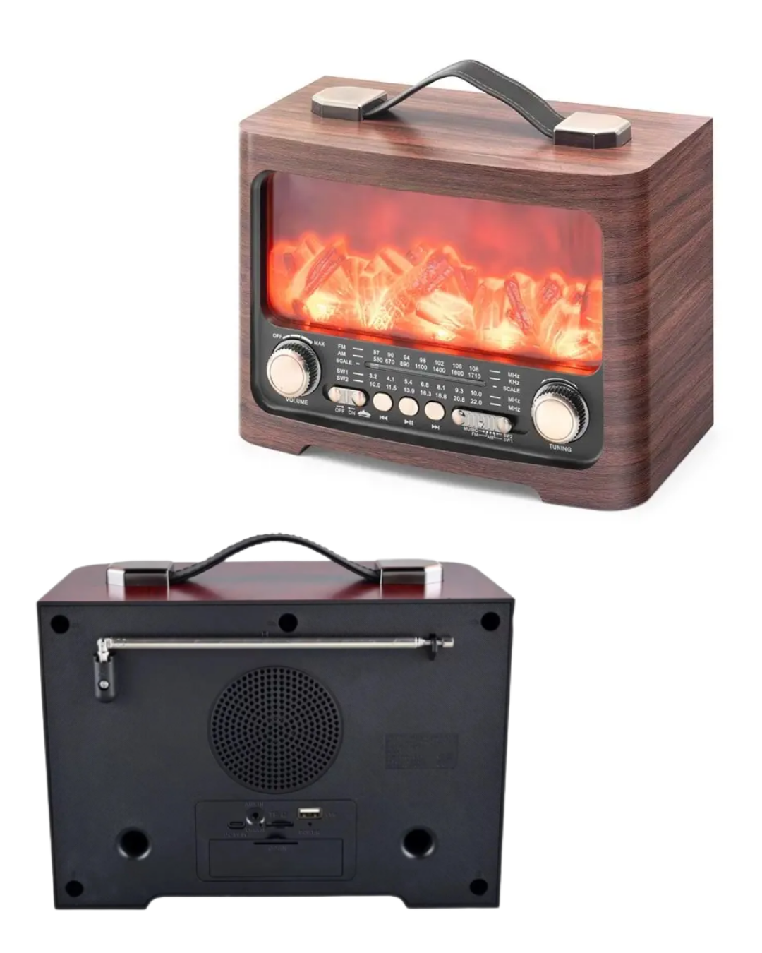 Dekoratif Şömine Görünümlü Bluetooth Hoparlör FM AM SW Radyo USB TF Kart Müzik Çalar - Lisinya
