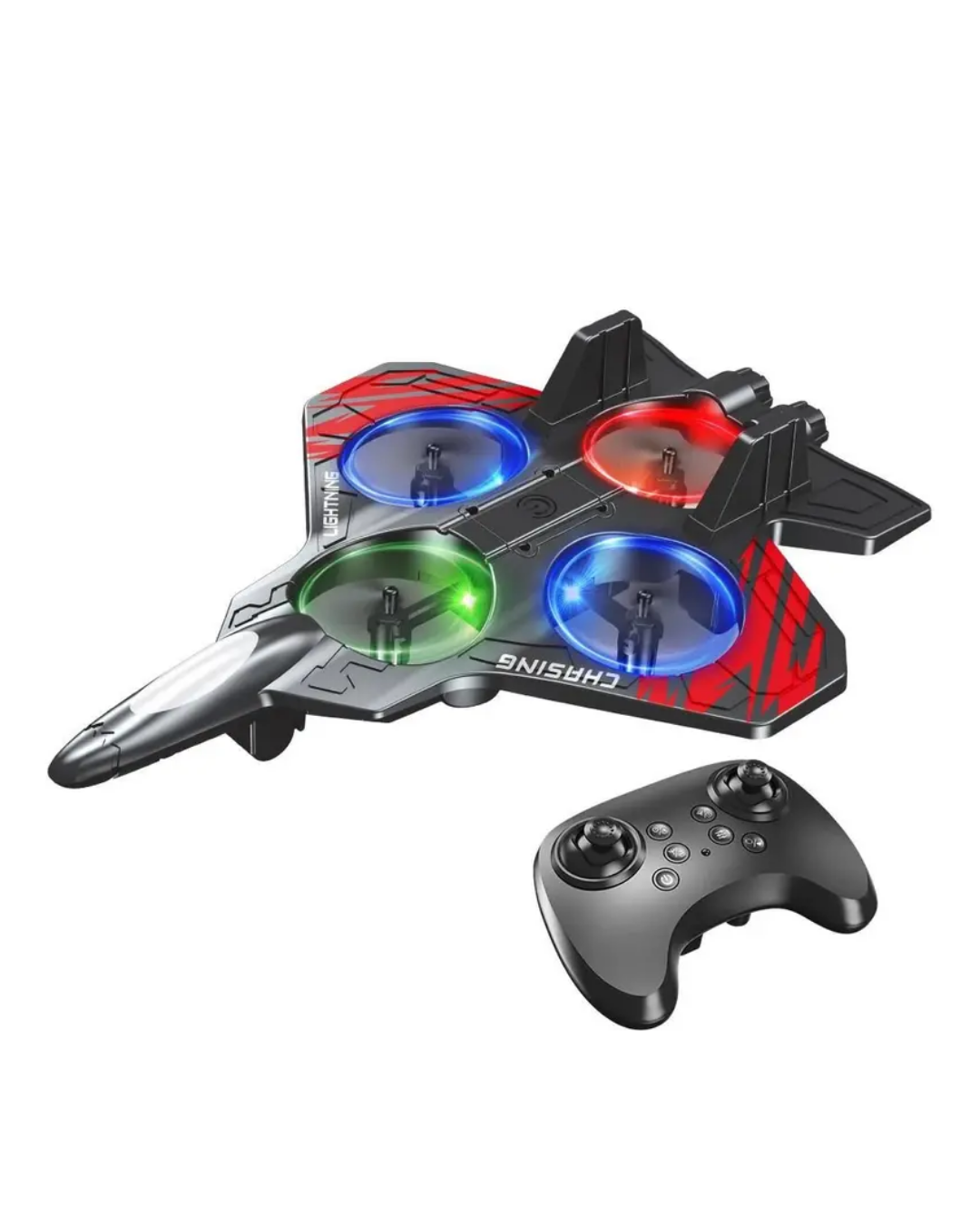 LED Işıklı Uzaktan Kumandalı Drone Fighter Jet Tasarımlı 360 Derece Dönebilen Oyuncak Uçak - Lisinya