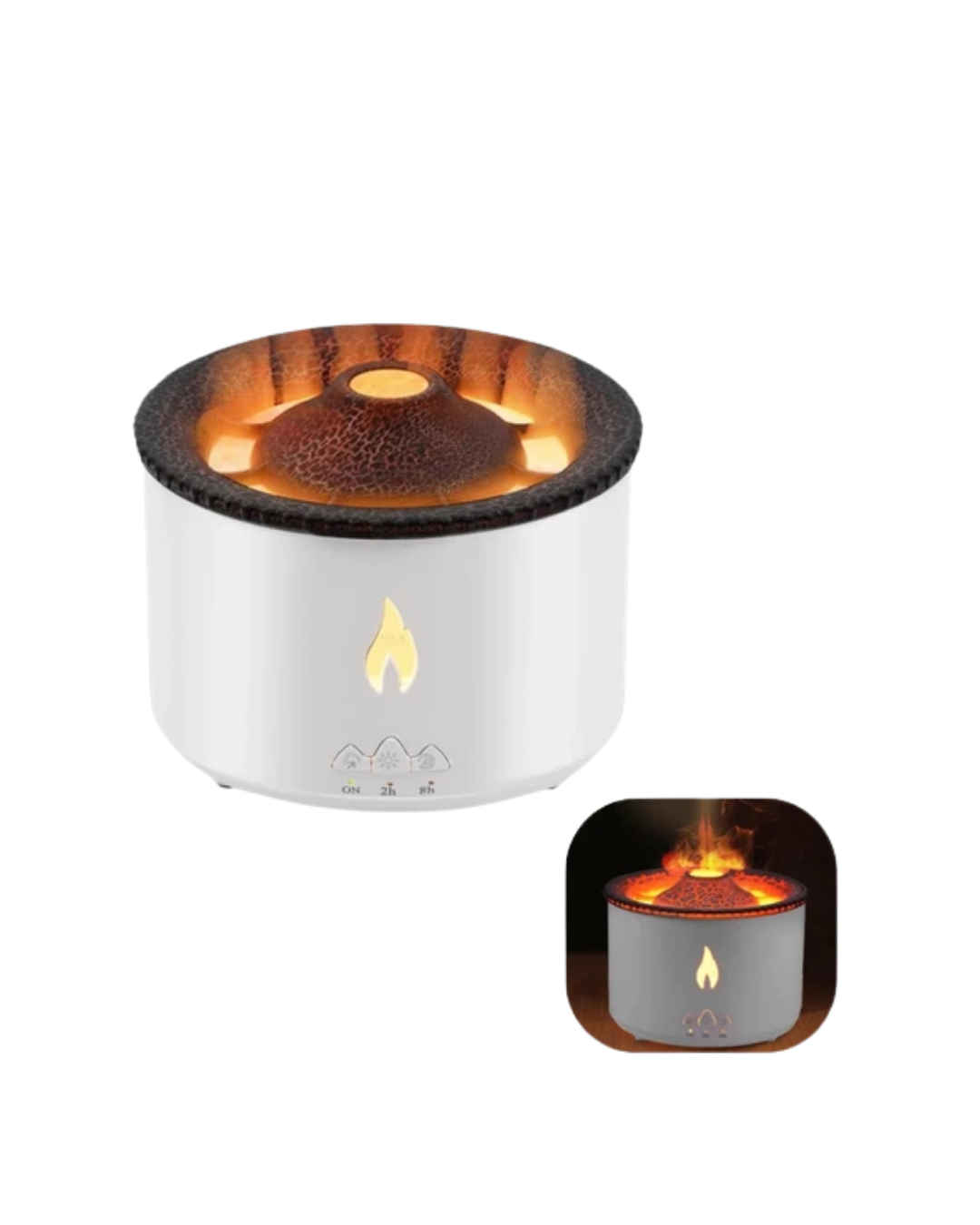 LED Alev Efektli Aroma Difüzörü Ultrasonik Hava Nemlendirici Gece Lambası Fonksiyonlu - Lisinya