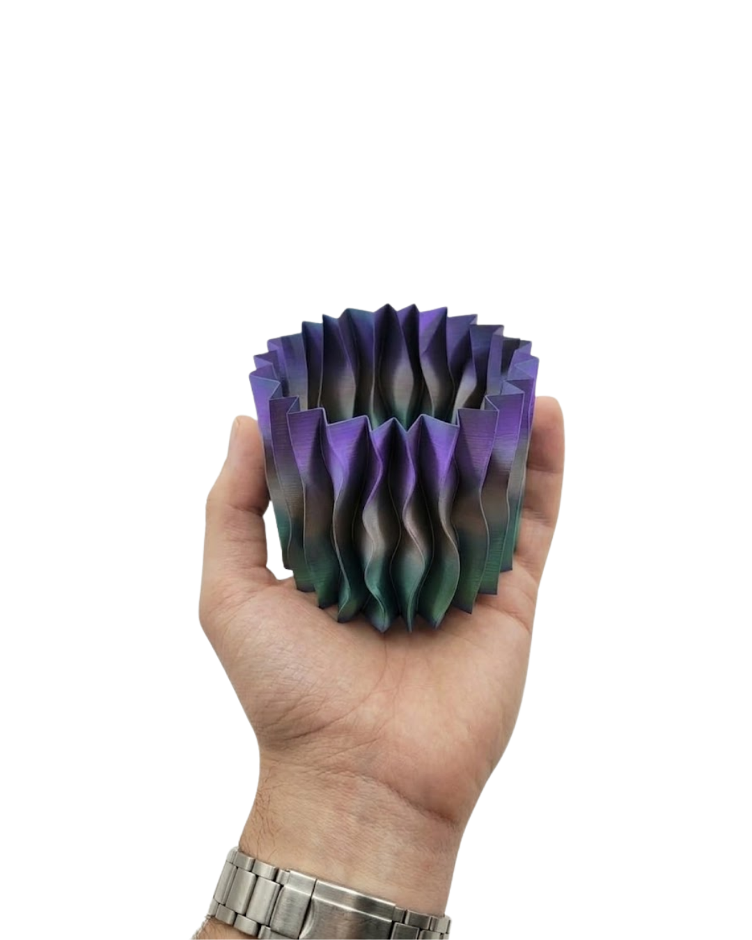 Modern Dalgalı Yüzey Tasarımlı Mor 3D Dekoratif Saksı Vazo - Lisinya