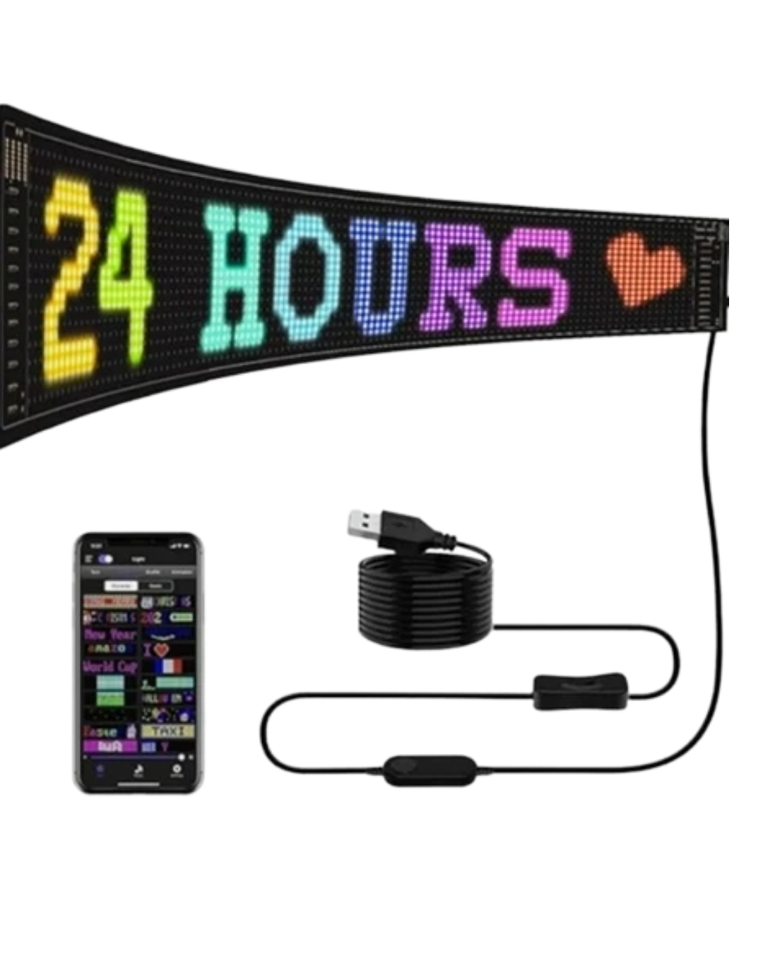 16x96 RGB LED Matrix Panel 60 cm Esnek Yapı Uygulama Kontrollü Kayan Yazı Ekranı - Lisinya