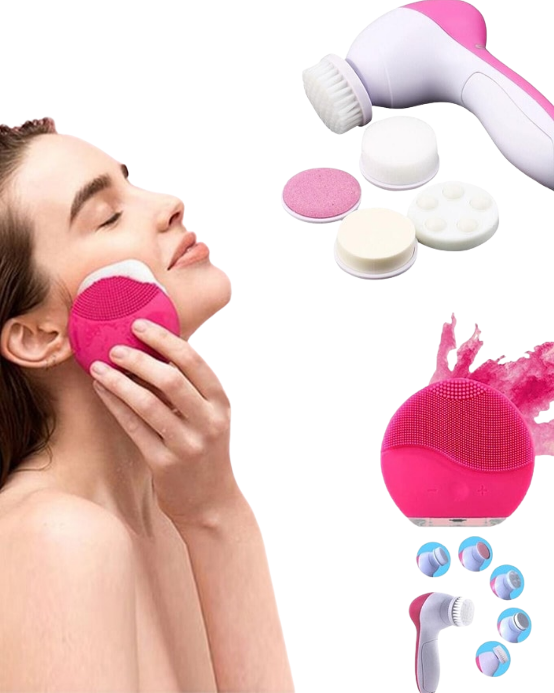 İkili Cilt Bakım Seti 5 Başlıklı Yüz Temizleme ve Masaj Aleti Canlandırıcı ve Onarıcı - Lisinya