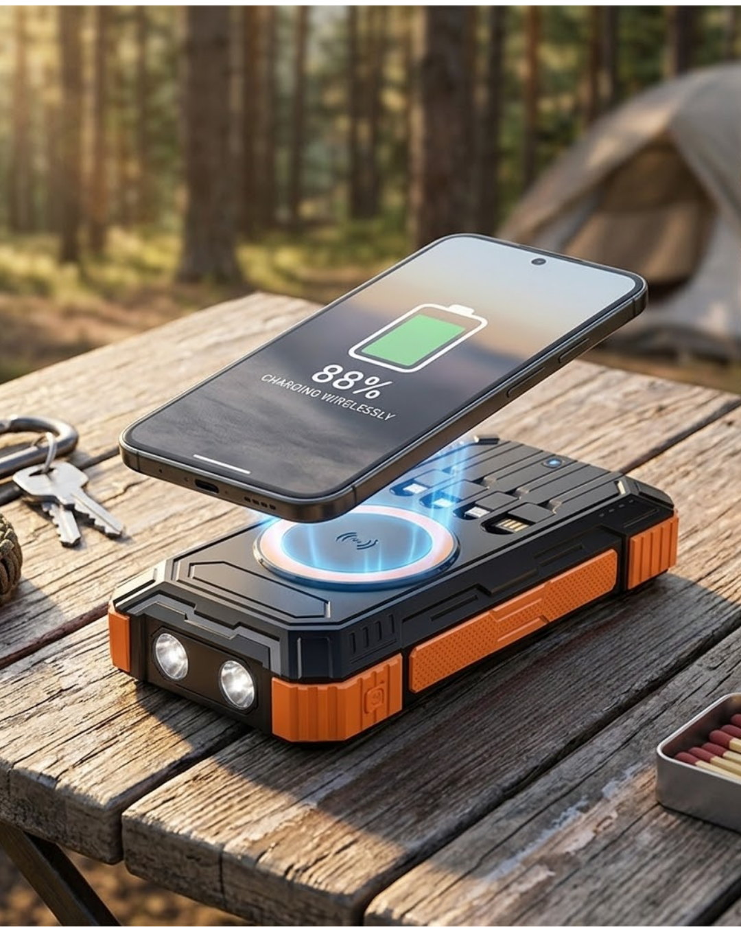 20000 mAh Powerbank Güneş Enerjili Kablosuz Şarj Hızlı Şarj Taşınabilir Batarya - Lisinya