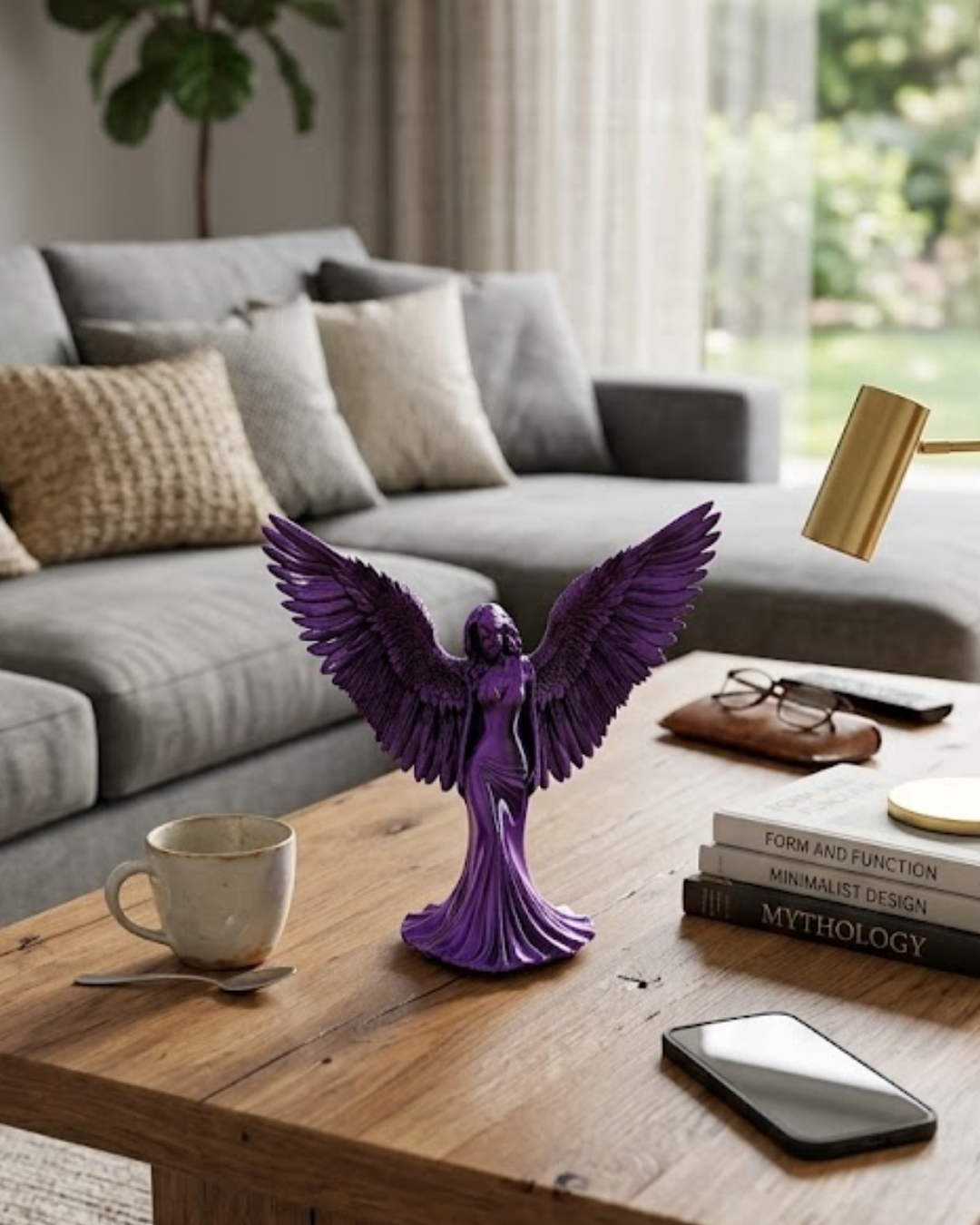 Mor Melek Biblo Küçük Boy Dekoratif Angel Figür Modern Ev Aksesuarı - Lisinya