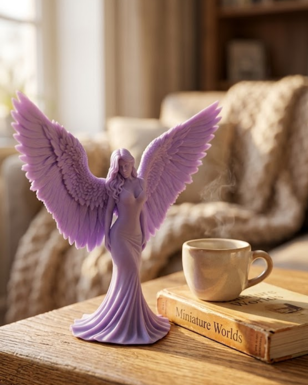 Lila Melek Biblo 3D Dekoratif Angel Figür Ev Aksesuarı - Lisinya