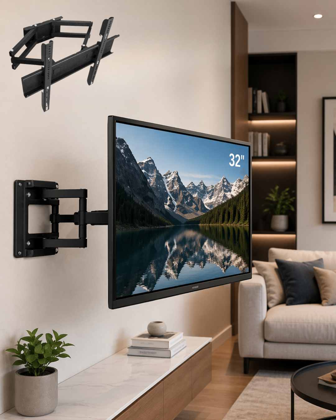 32 55 İnç Hareketli TV Askı Aparatı Duvar Tipi Döner Eğimli Televizyon Askısı - Lisinya 32 55 İnç Hareketli TV Askı Aparatı Duvar Tipi Döner Eğimli Televizyon Askısı - Lisinya
