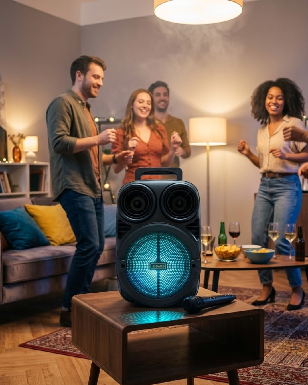 Bluetooth Taşınabilir Karaoke Hoparlör 6.5 İnç Mikrofonlu RGB Işıklı USB TF Kart Destekli - Lisinya Bluetooth Taşınabilir Karaoke Hoparlör 6.5 İnç Mikrofonlu RGB Işıklı USB TF Kart Destekli - Lisinya