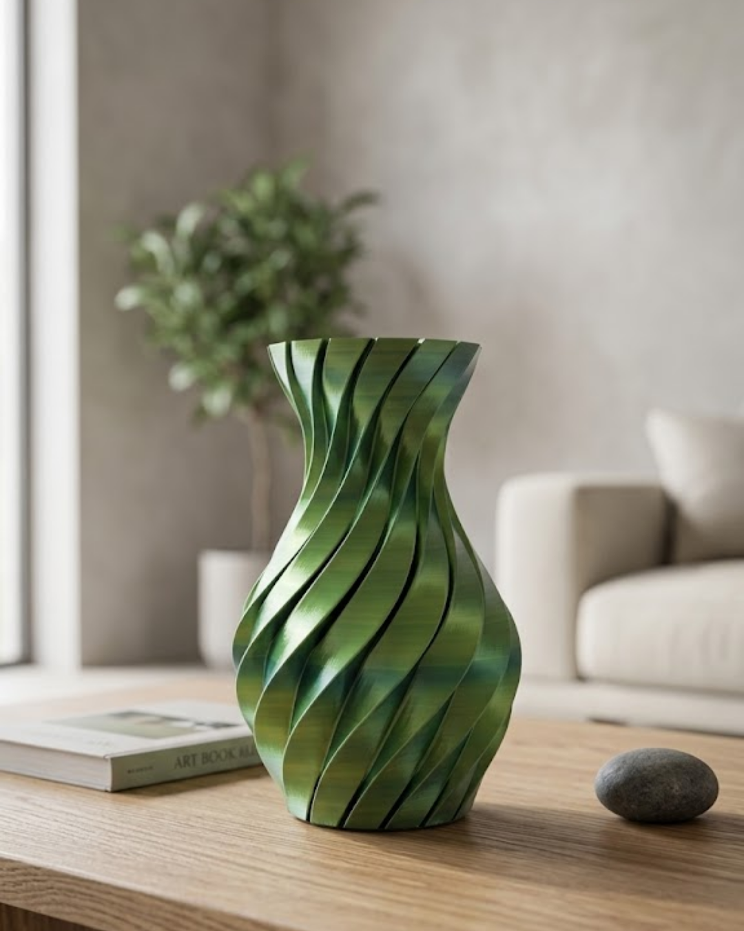 3D Spiral Yeşil Vazo Modern Tasarım Dekoratif Ev Aksesuarı - Lisinya 3D Spiral Yeşil Vazo Modern Tasarım Dekoratif Ev Aksesuarı - Lisinya