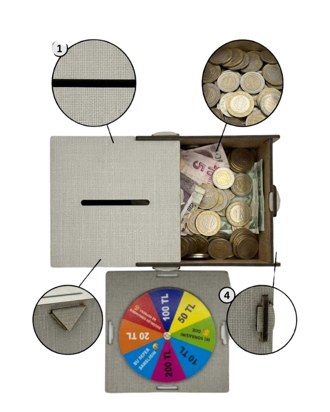 Dekoratif Şans Çarklı Kumbara Para Biriktirme Oyunu - Lisinya