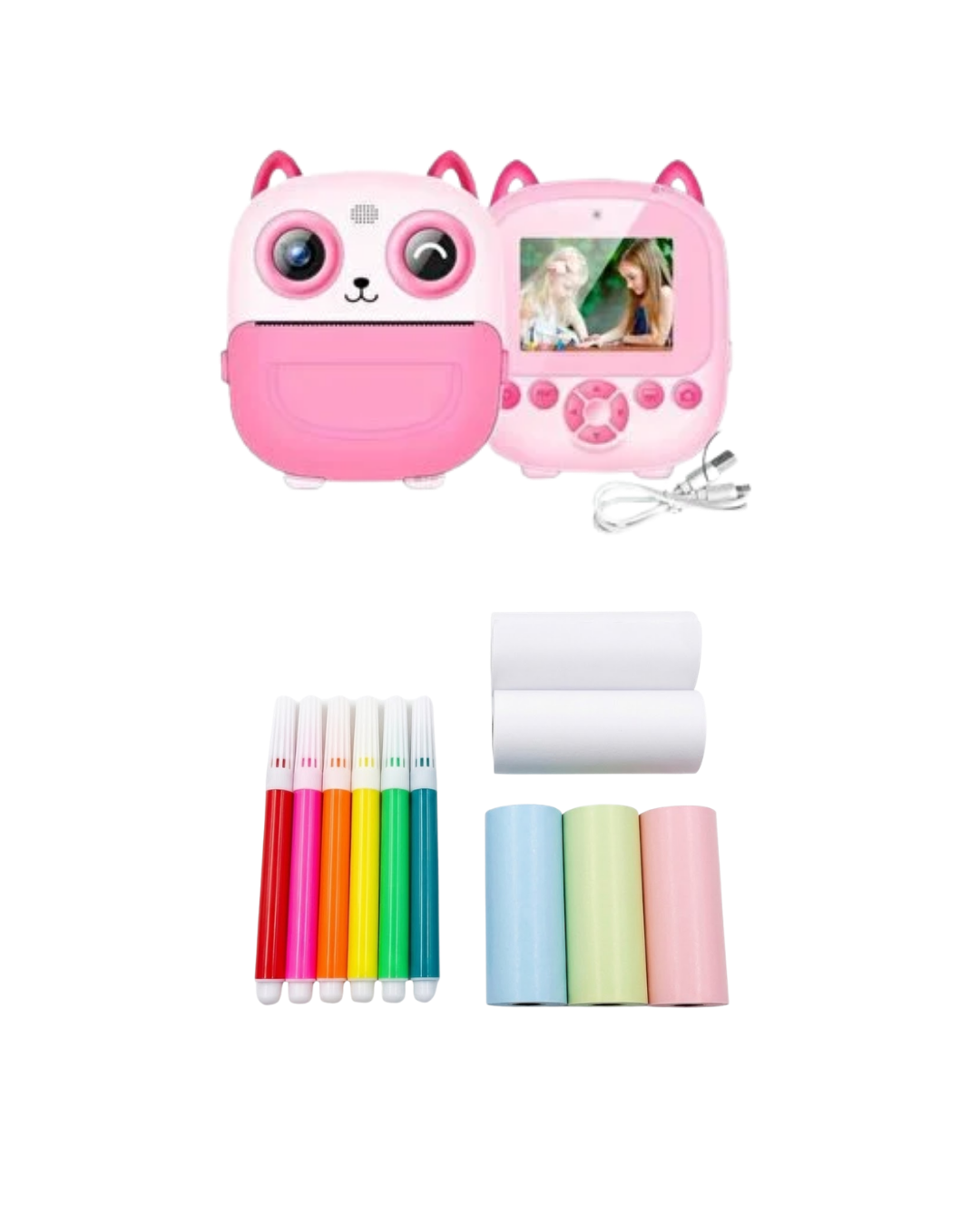 Anında Fotoğraf Baskılı Çocuk Kamerası 5 Rulo Kağıt 6 Renk Kalem Hediyeli Eğitici Oyuncak Kamera - Lisinya Anında Fotoğraf Baskılı Çocuk Kamerası 5 Rulo Kağıt 6 Renk Kalem Hediyeli Eğitici Oyuncak Kamera - Lisinya