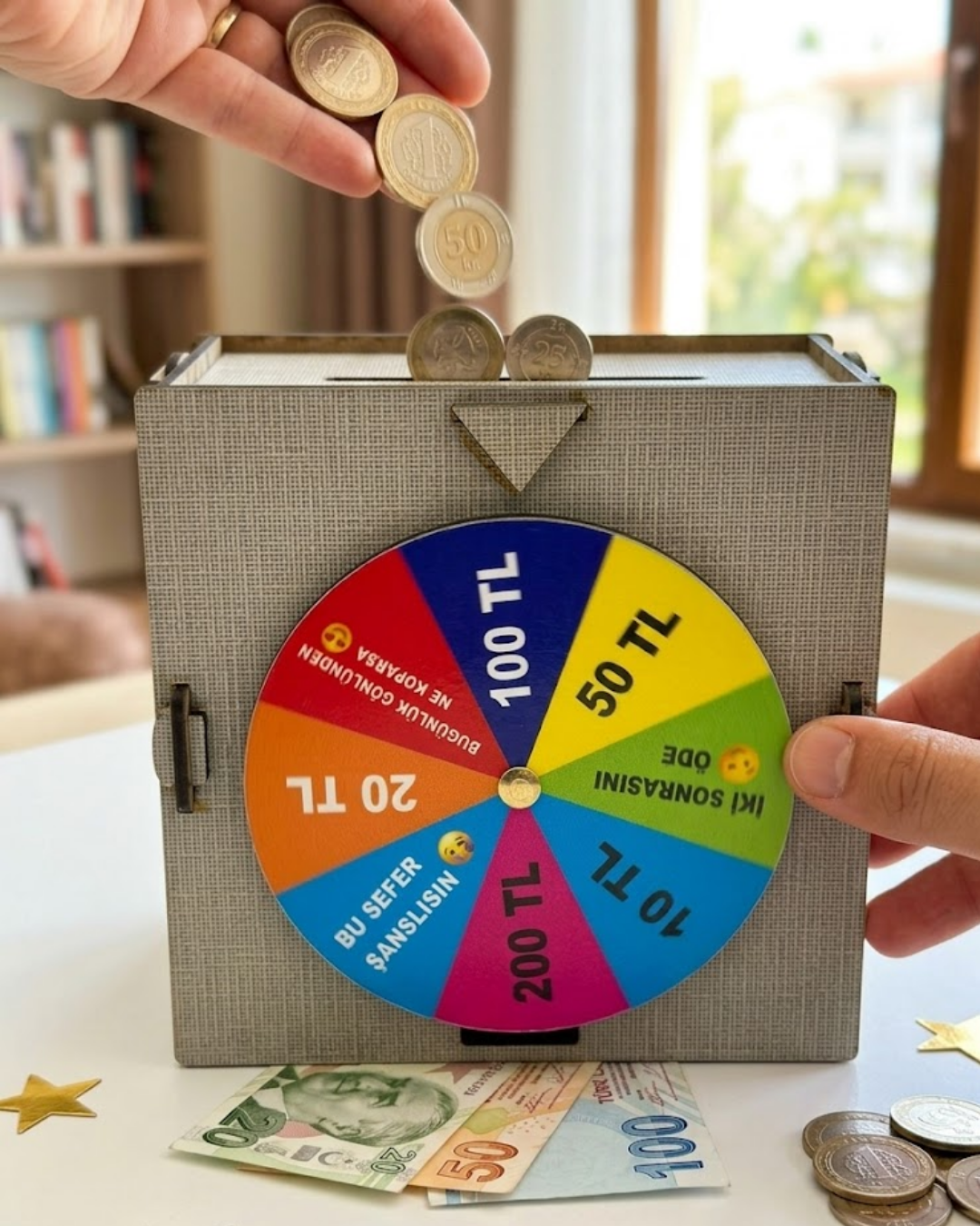 Eğlenceli Para Biriktirme Kumbarası Şans Çarklı Tasarruf Oyunu - Lisinya