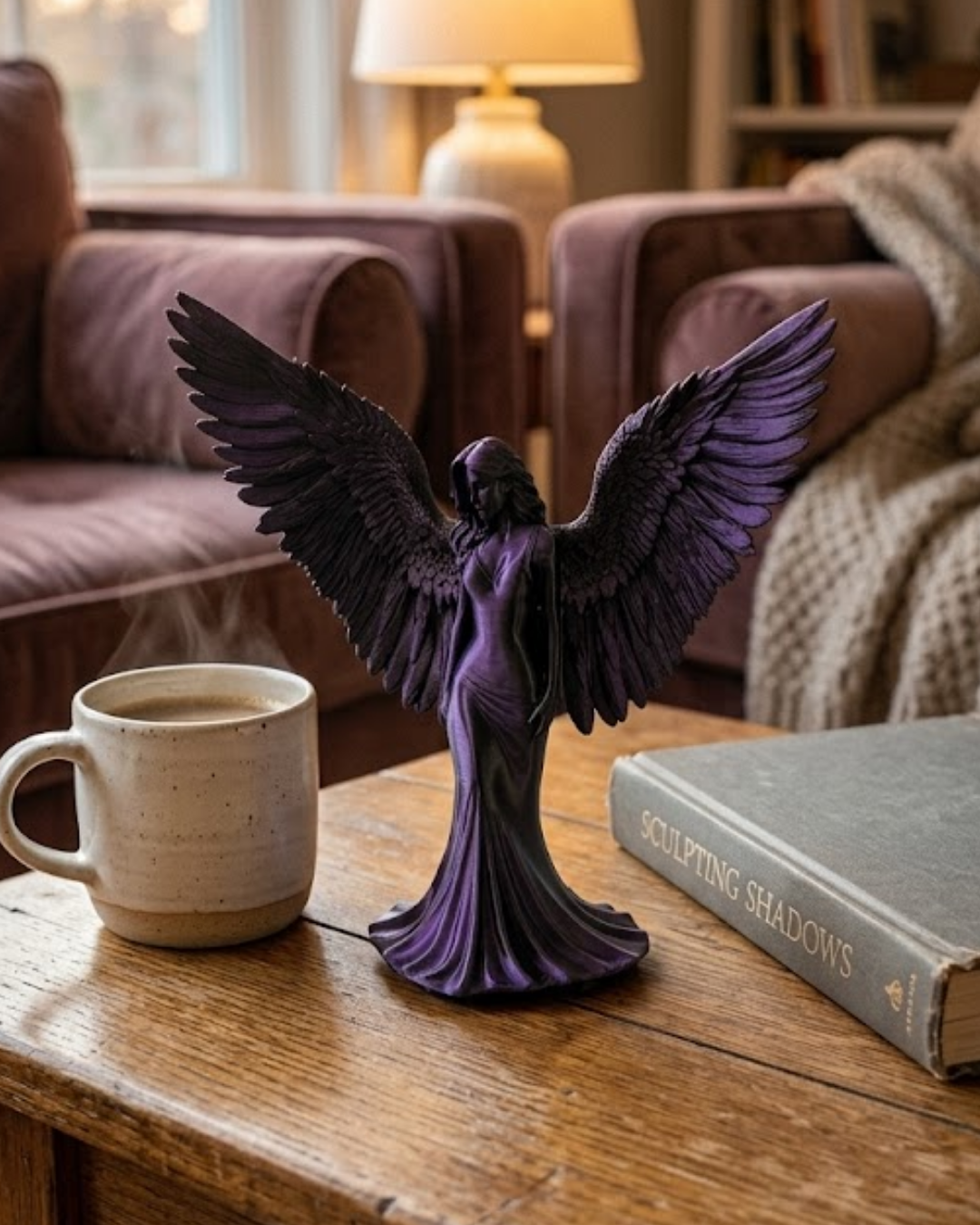 Küçük Boy Mor Melek İnsan Biblo Estetik Dekoratif Obje - Lisinya