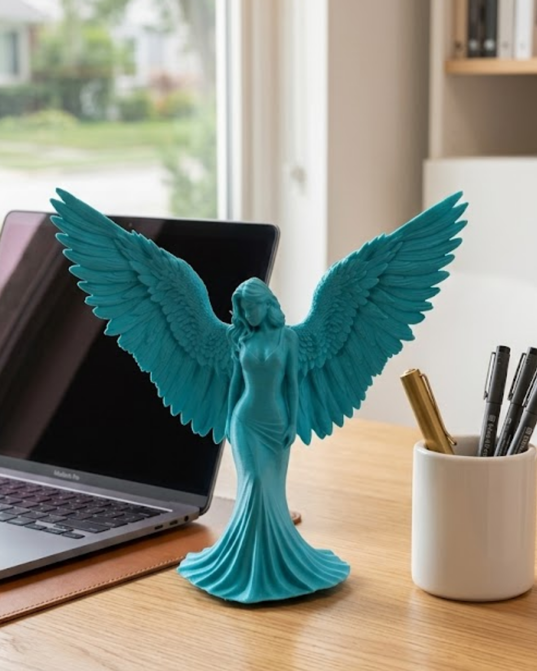 3D Turkuaz Melek İnsan Biblo  Estetik Dekoratif Obje - Lisinya