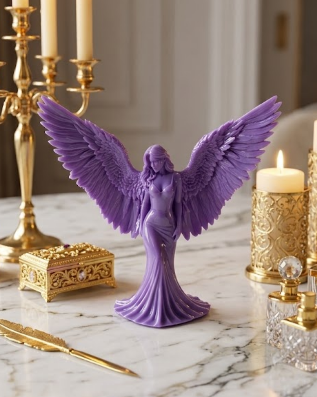 3D Lila Melek İnsan Biblo Estetik Dekoratif Obje - Lisinya