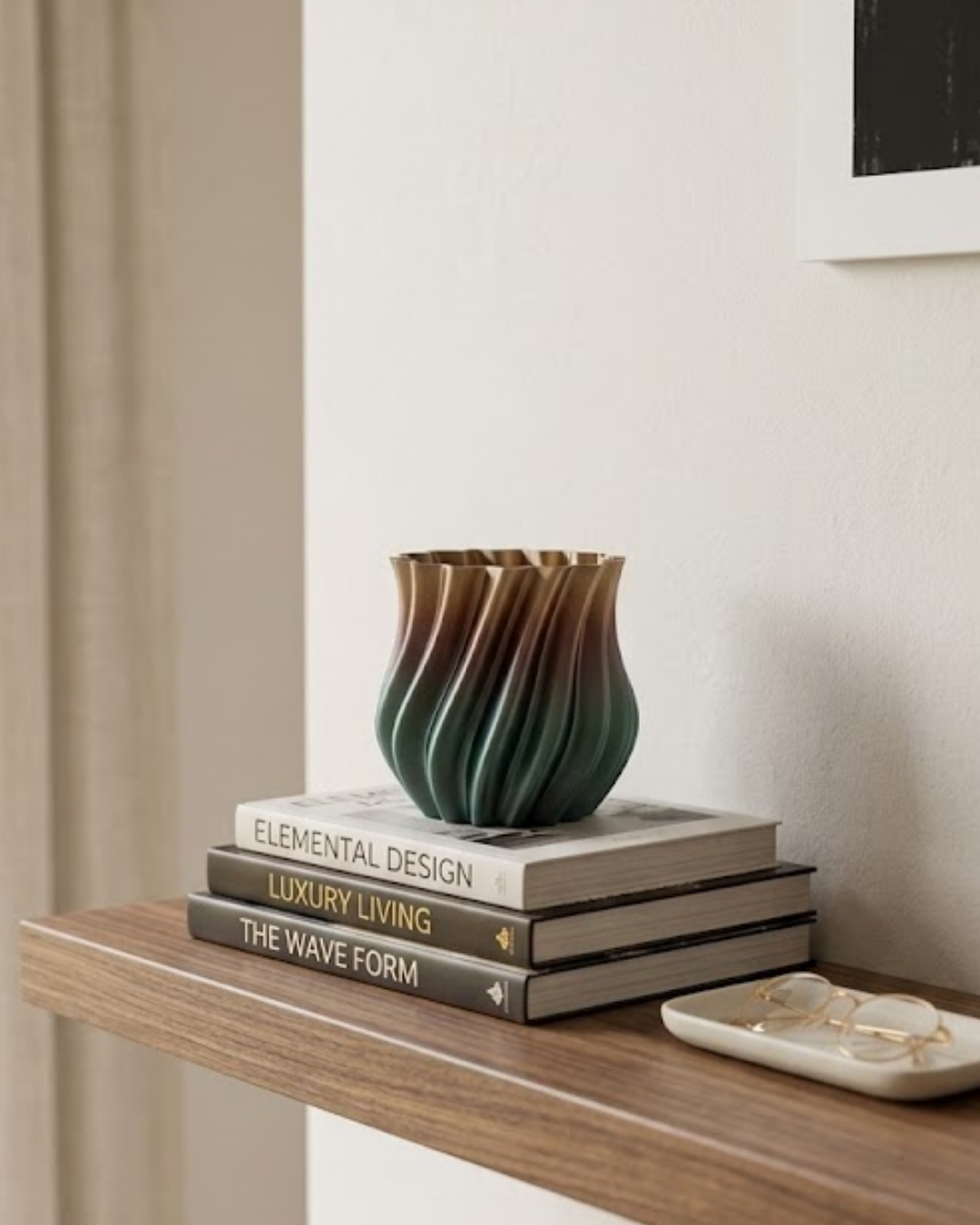 Koyu Metalik Kıvrımlı 3D Vazo Minimal Lüks Ev Ofis Dekoru - Lisinya