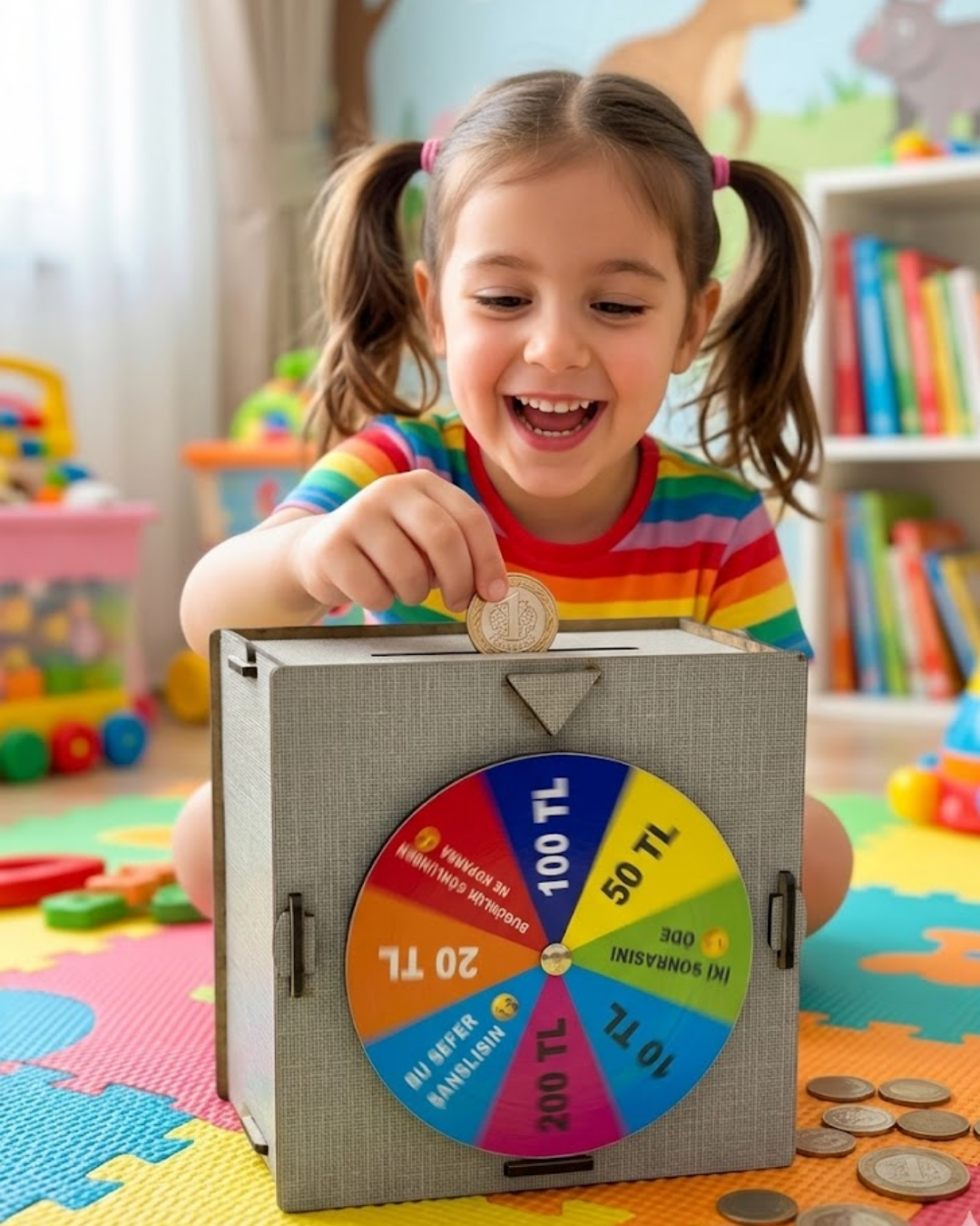 Eğlenceli Para Biriktirme Kumbarası Şans Çarklı Tasarım - Lisinya