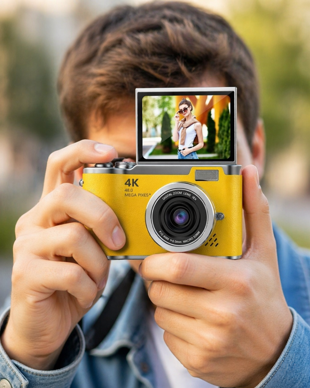 48 MP 4K Dijital Kamera Flip Ekranlı Vlog Selfie Çekim Profesyonel Fotoğraf Makinesi - Lisinya